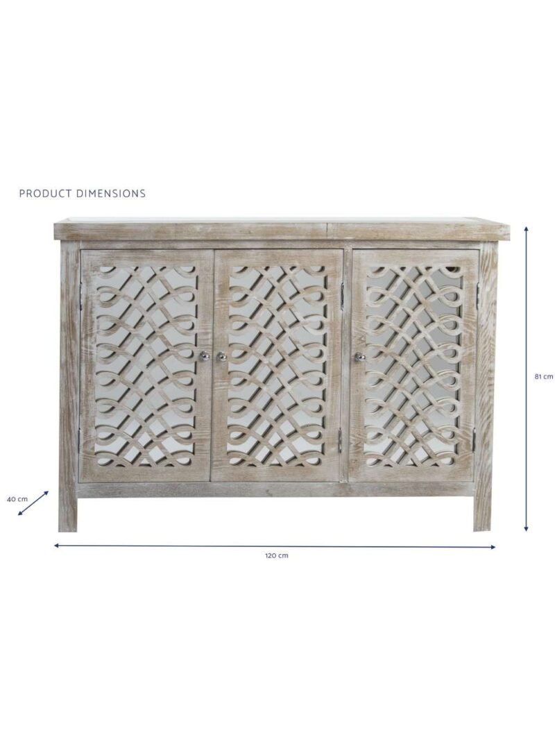 Buffet In Legno Naturale Con Specchio 120X40X81 Cm
