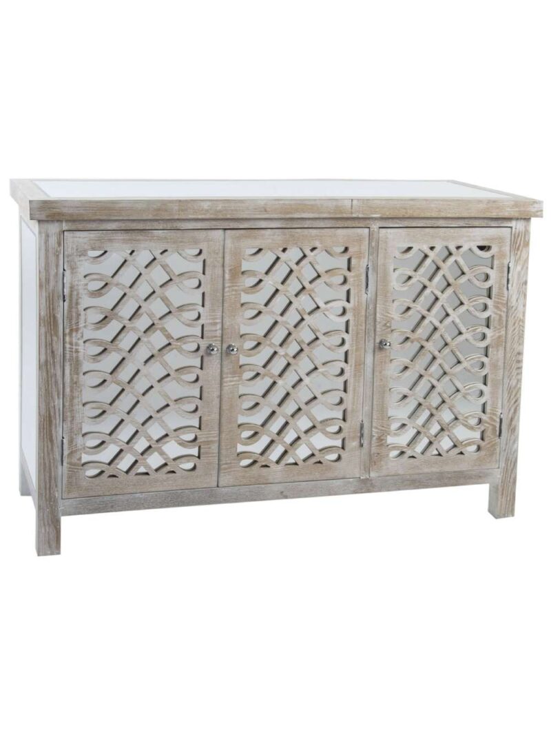 Buffet In Legno Naturale Con Specchio 120X40X81 Cm