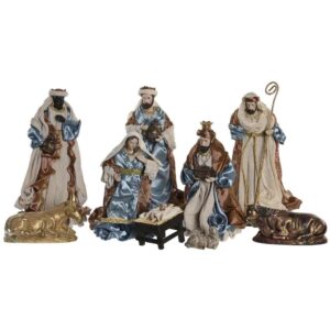 Figure Nativita con Re Magi e Animali Azzurro