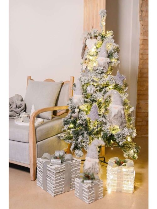 Albero di Natale Innevato con Luci LED h150 cm