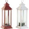 Lanterna Con 3 Candele Led Incluse Bianca O Rossa