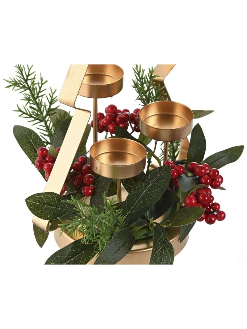 Portacandele In Metallo Dorato A Forma Di Albero Di Natale Con Stella