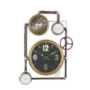 Orologio da Parete in Metallo Stile Industriale con Manometri