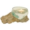 Portacandele Unico in Vetro e Legno White Wash 10 cm