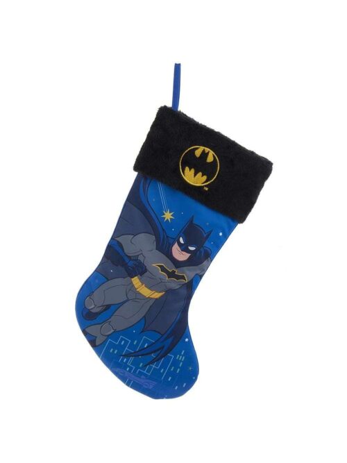 Calza di Natale Blu con Stampa Batman