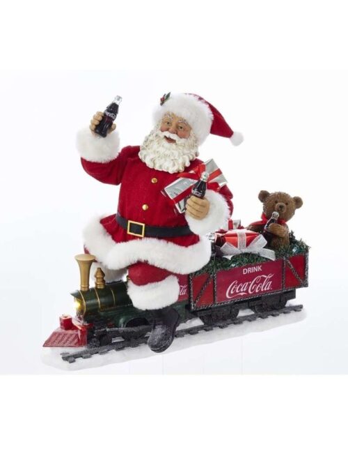 Decorazione Babbo Natale con Trenino Coca-Cola e Luci LED