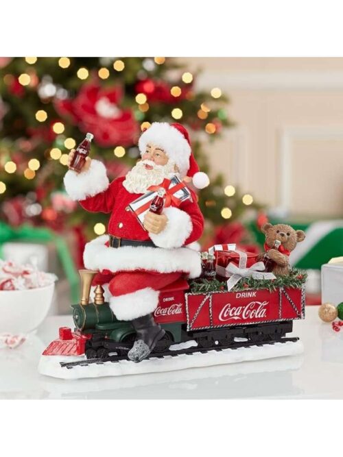 Decorazione Babbo Natale con Trenino Coca-Cola e Luci LED