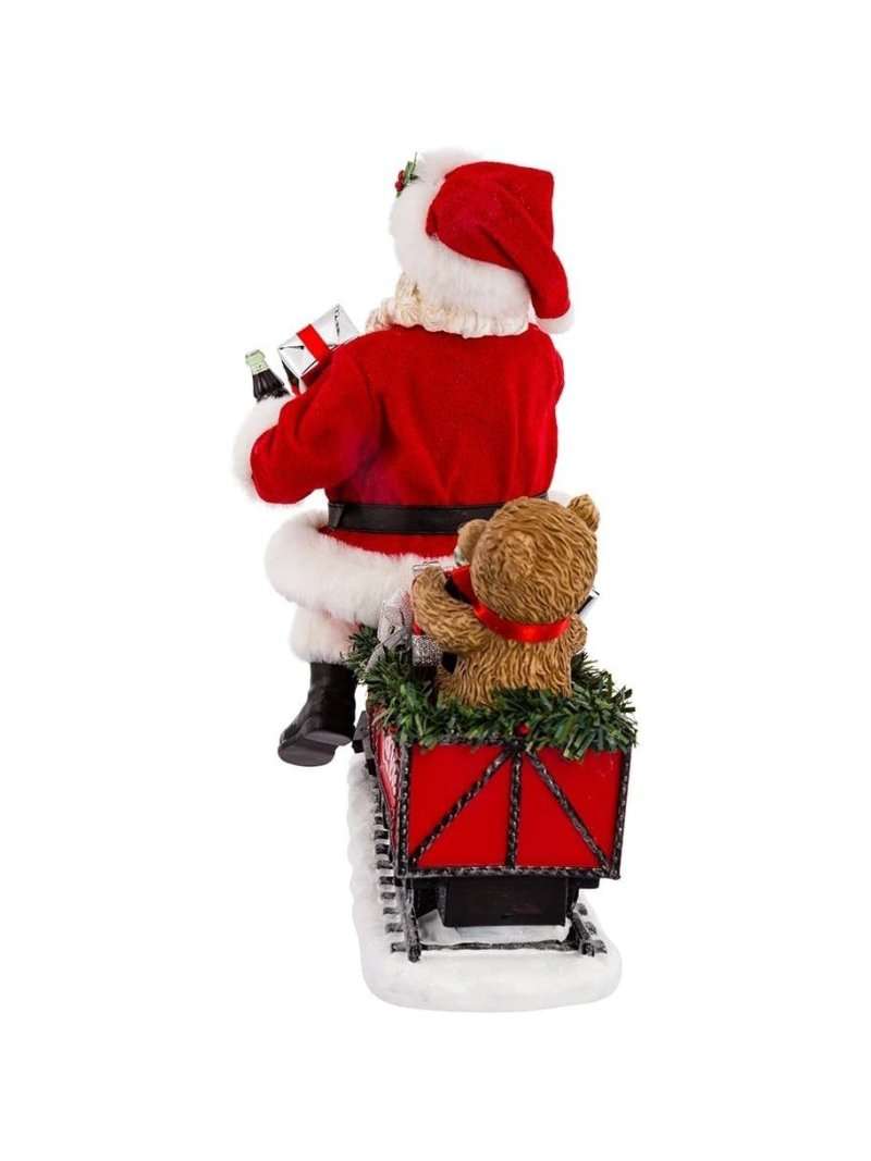Decorazione Babbo Natale Con Trenino Coca-Cola E Luci Led