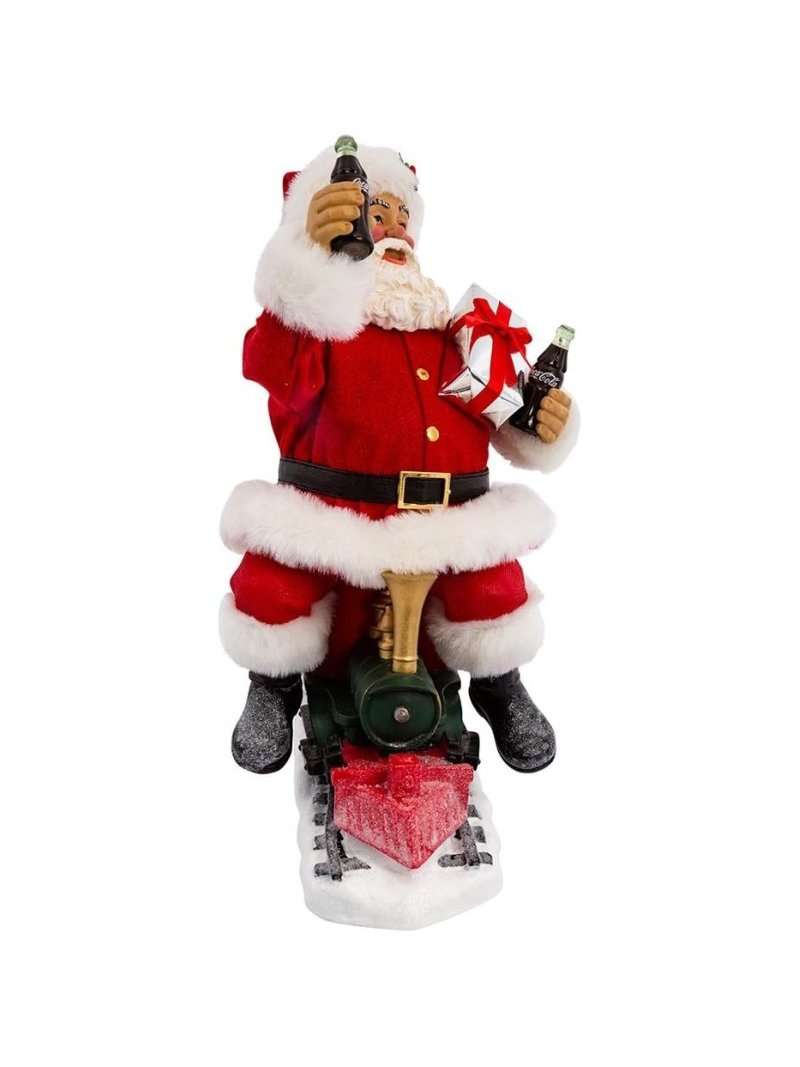 Decorazione Babbo Natale Con Trenino Coca-Cola E Luci Led