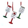 Set 3 Bicchieri di Vino Decorati Ornamento Albero di Natale