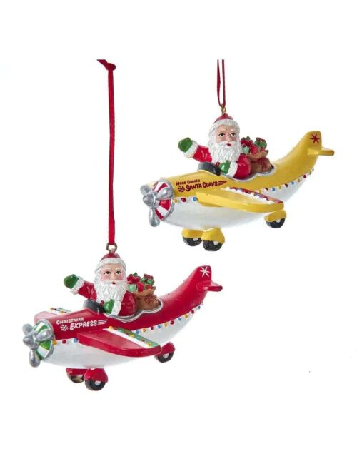Babbo Natale in Aereo Ornamento Albero di Natale