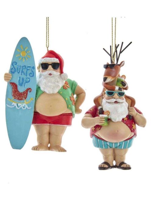 Chubby Santa con Renna e Surf Decorazione Natalizia