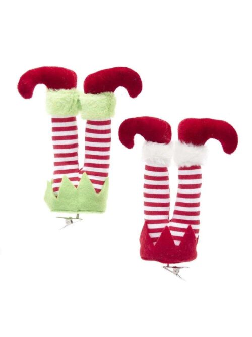 Decorazione Natalizia con Gambe di Elfo a Clip