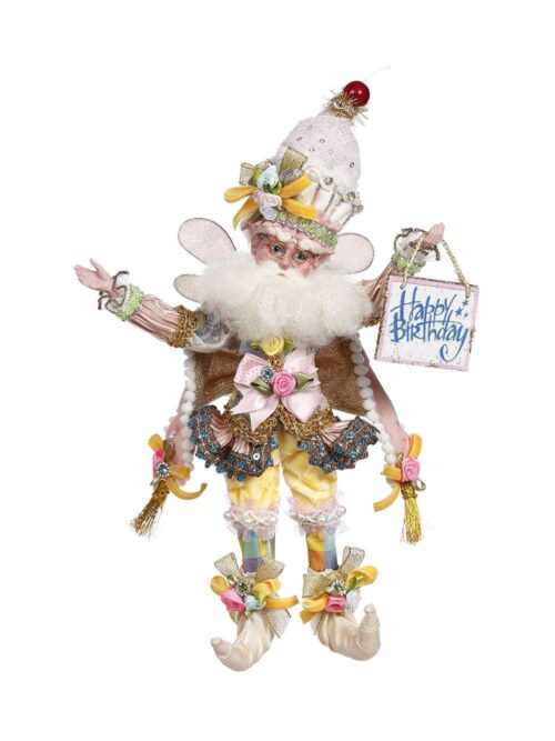 Fata Decorativa Happy Birthday Rosa e Gialla