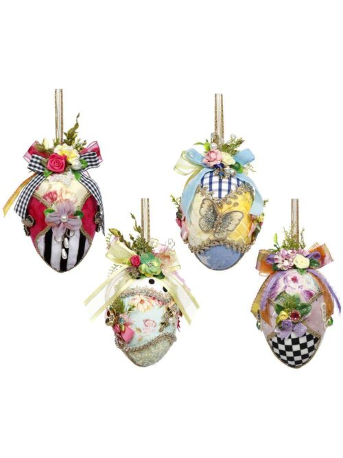 Decorazione Uova di Pasqua Ingioiellate in Tessuto