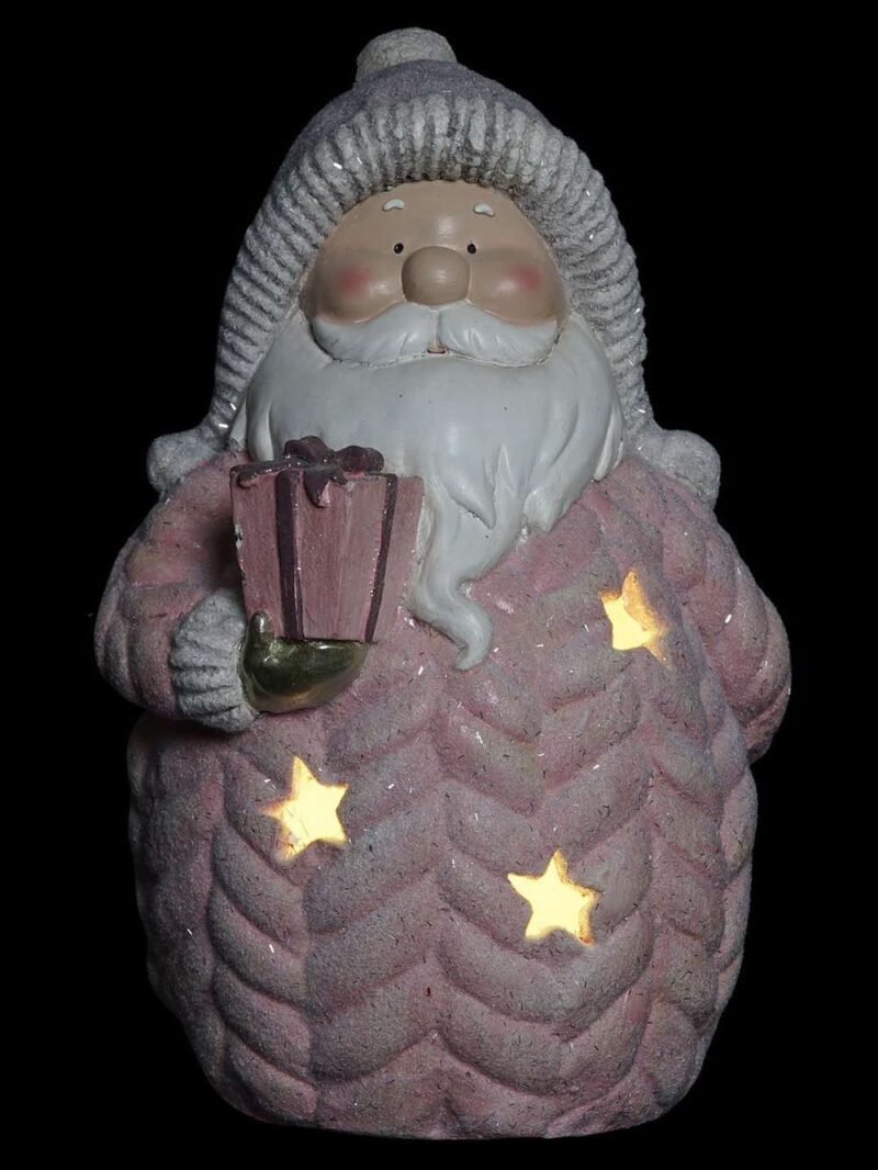 Figura Decorativa Babbo Natale Con Led – Resina 27X22X42 Cm