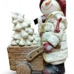 Figura Decorativa Bimbo con Carretto e Albero