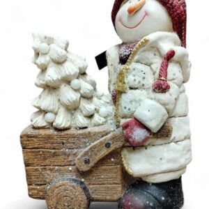 Figura Decorativa Bimbo con Carretto e Albero