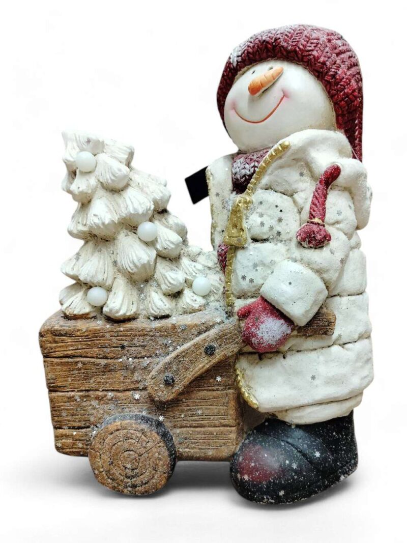 Figura Decorativa Bimbo Con Carretto E Albero