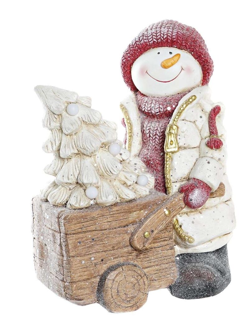 Figura Decorativa Bimbo Con Carretto E Albero