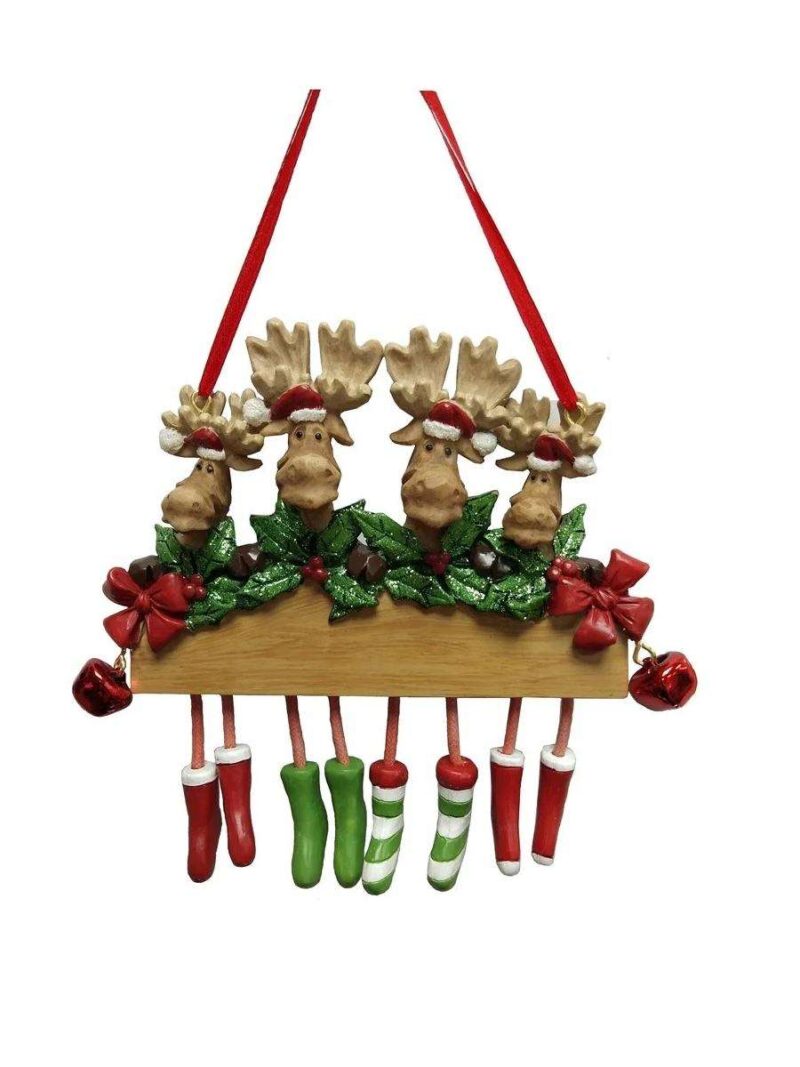 Famiglia Di Alce Con Agrifoglio Decorazione Appendibile