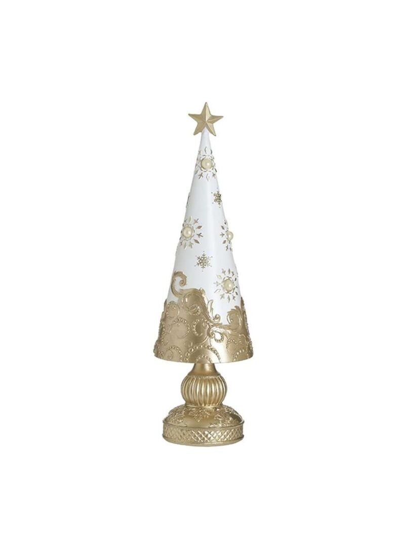 Decorazione Albero Di Natale In Resina Bianco-Oro