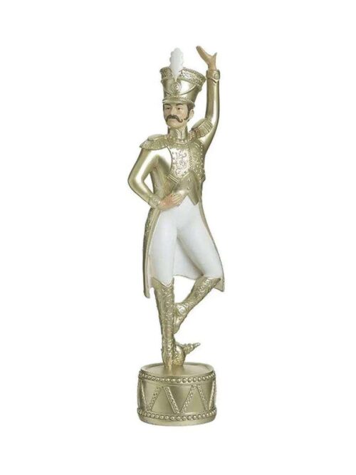 Ballerino Decorativo Bianco-Oro in Resina