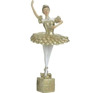 Ballerina Decorativa Bianco-Oro – 20x17x45 cm