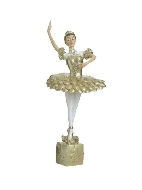 Ballerina Decorativa Bianco-Oro – 20x17x45 cm