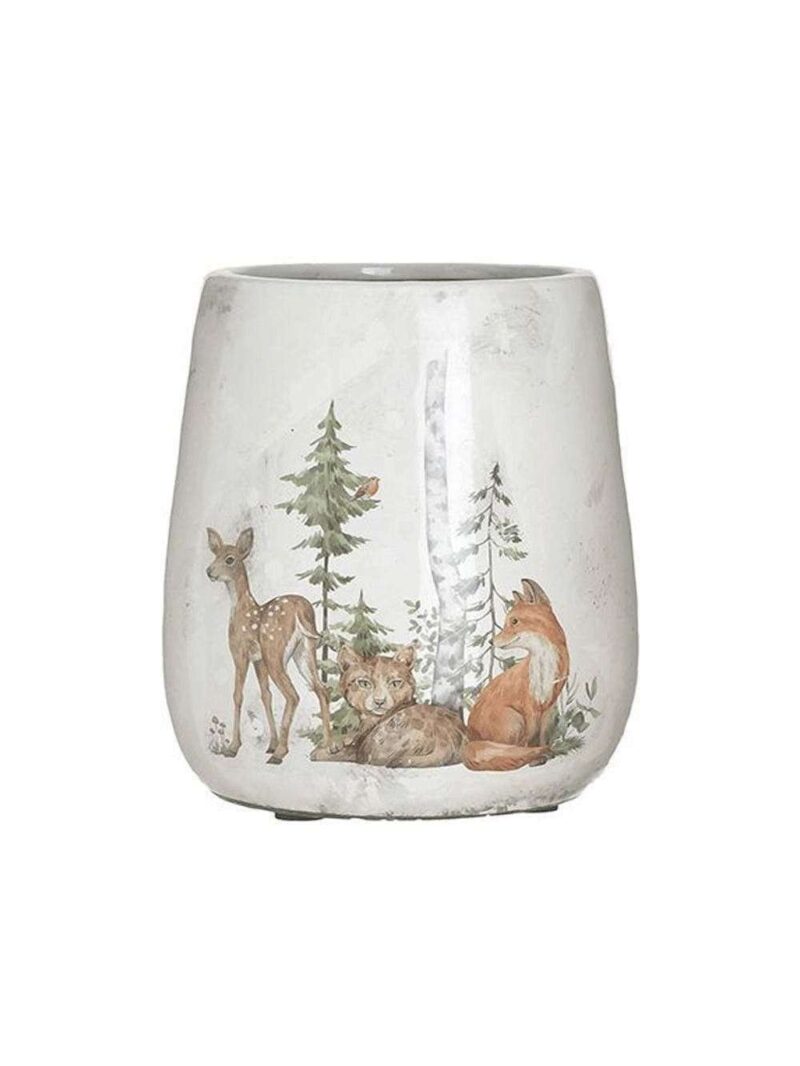 Vaso Decorativo Natalizio In Ceramica Bianco