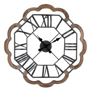 Orologio da Parete Ø 70 cm Marrone Grigio Legno e Ferro