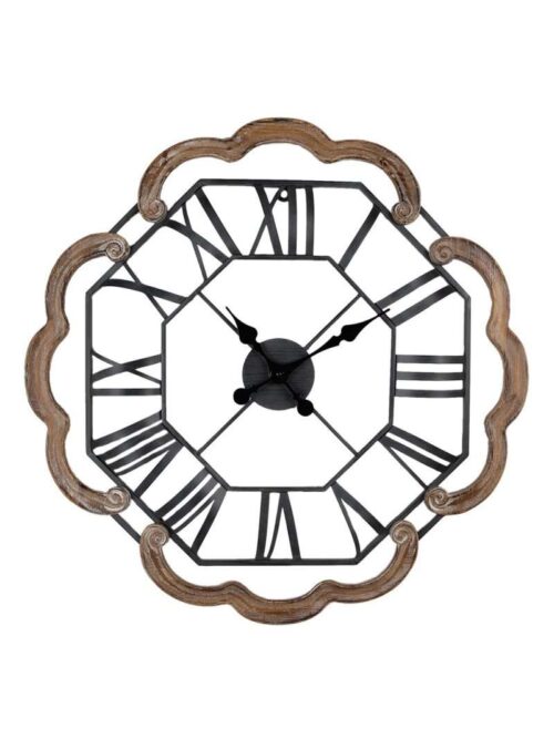 Orologio da Parete Ø 70 cm Marrone Grigio Legno e Ferro