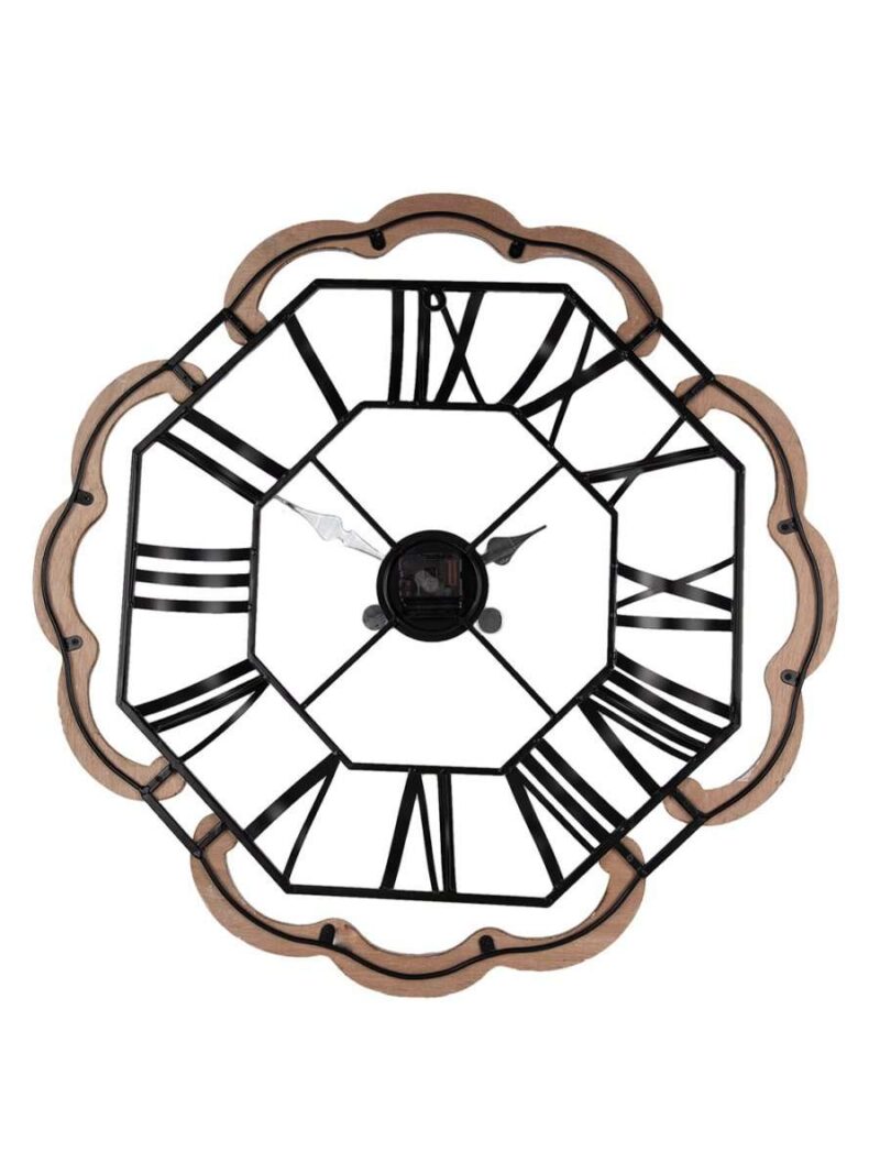 Orologio Da Parete Ø 70 Cm Marrone Grigio Legno E Ferro