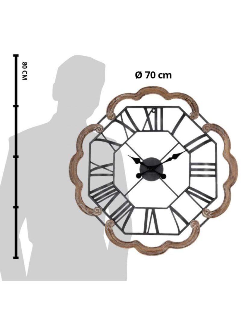 Orologio Da Parete Ø 70 Cm Marrone Grigio Legno E Ferro