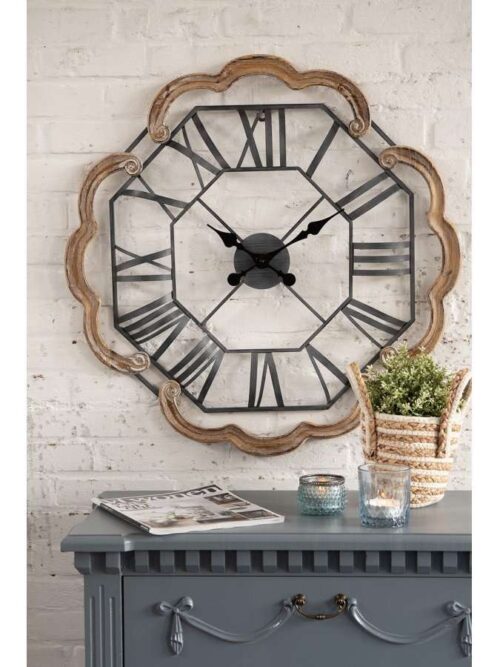 Orologio da Parete Ø 70 cm Marrone Grigio Legno e Ferro
