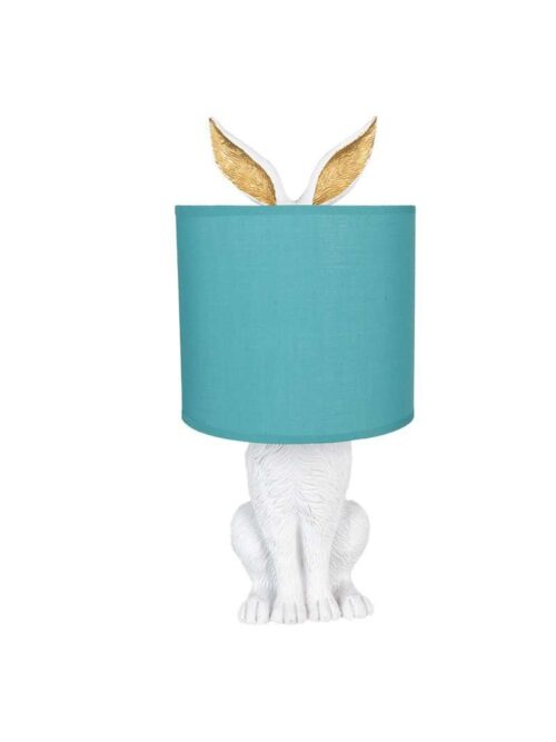 Lampada da Tavolo Coniglio Bianco con Paralume Verde