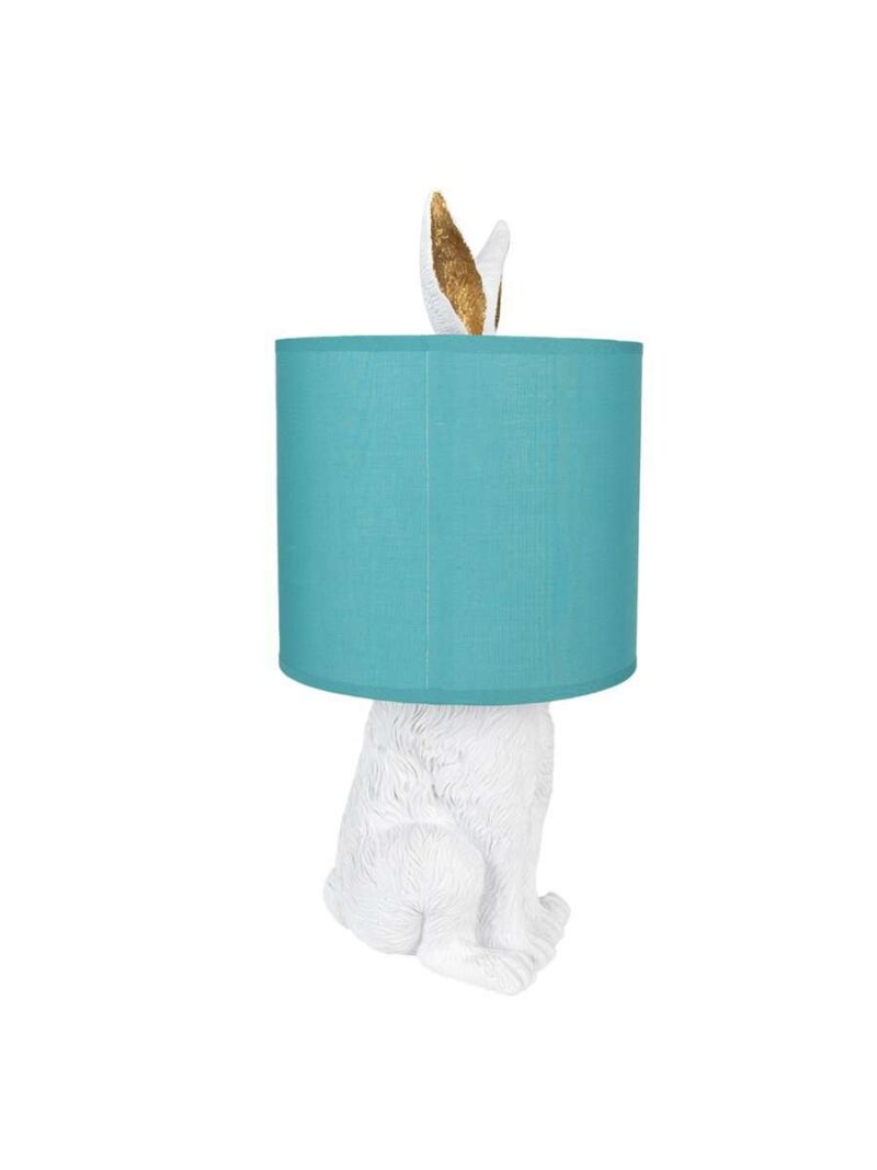 Lampada Da Tavolo Coniglio Bianco Con Paralume Verde