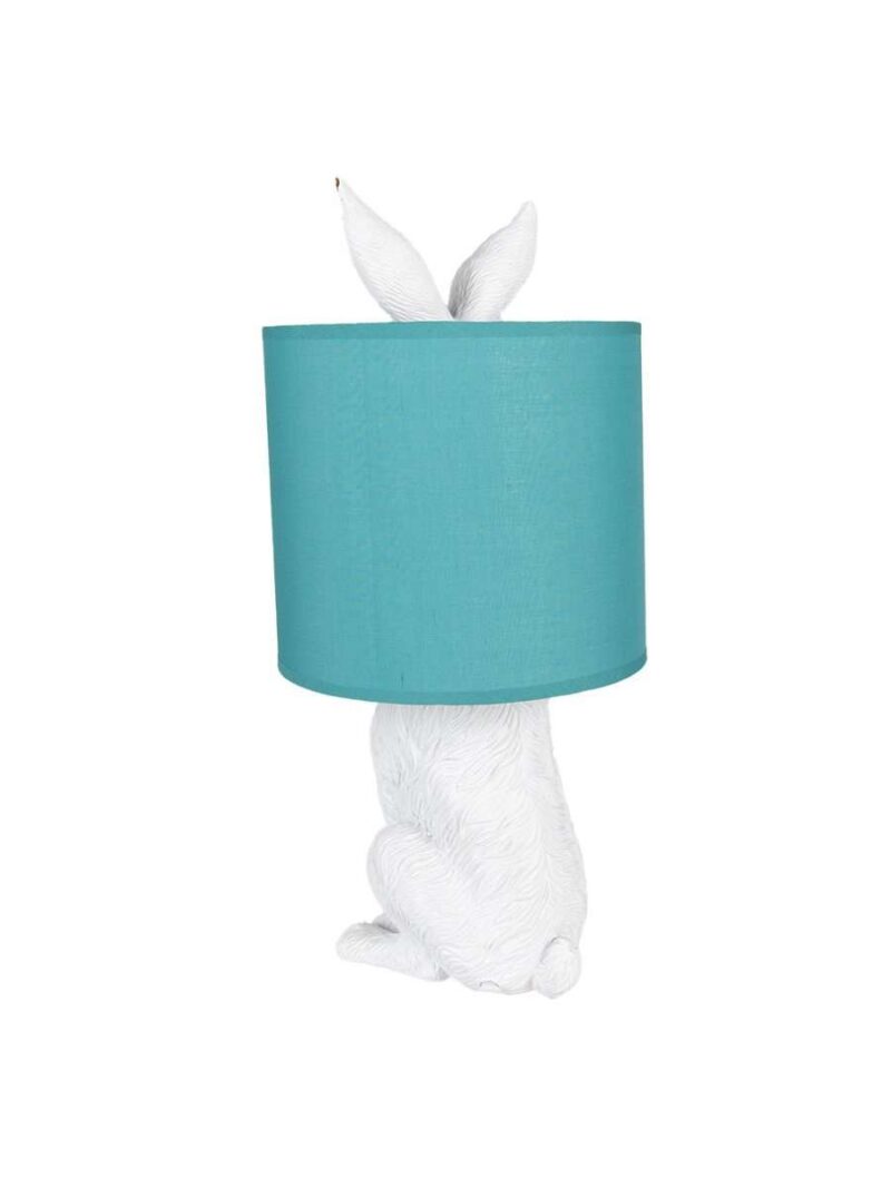Lampada Da Tavolo Coniglio Bianco Con Paralume Verde