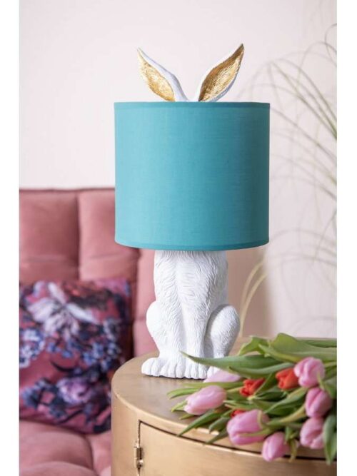 Lampada da Tavolo Coniglio Bianco con Paralume Verde