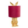 Lampada Da Tavolo Coniglio Oro Con Paralume Rosso
