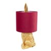 Lampada Da Tavolo Coniglio Oro Con Paralume Rosso