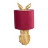 Lampada Da Tavolo Coniglio Oro Con Paralume Rosso
