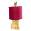 Lampada Da Tavolo Coniglio Oro Con Paralume Rosso