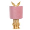 Lampada Da Tavolo Coniglio Oro Con Paralume Rosa