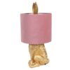 Lampada Da Tavolo Coniglio Oro Con Paralume Rosa
