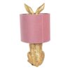 Lampada Da Tavolo Coniglio Oro Con Paralume Rosa