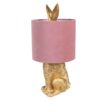 Lampada Da Tavolo Coniglio Oro Con Paralume Rosa