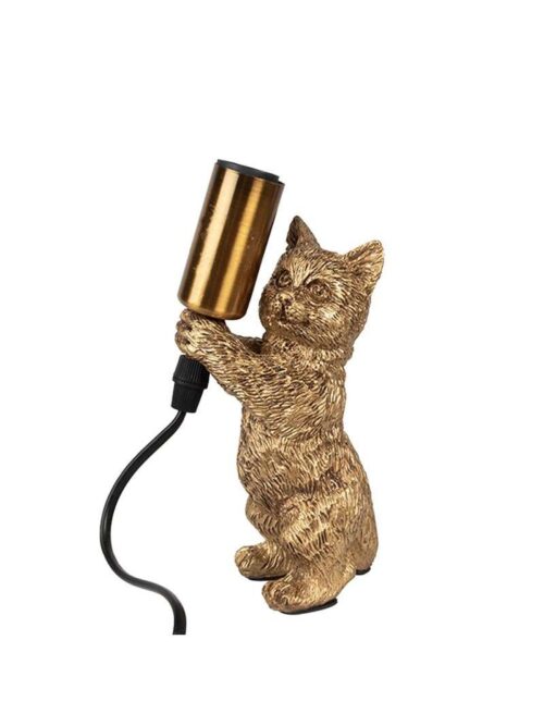 Lampada da Tavolo Gatto Oro - 9x9x18 cm