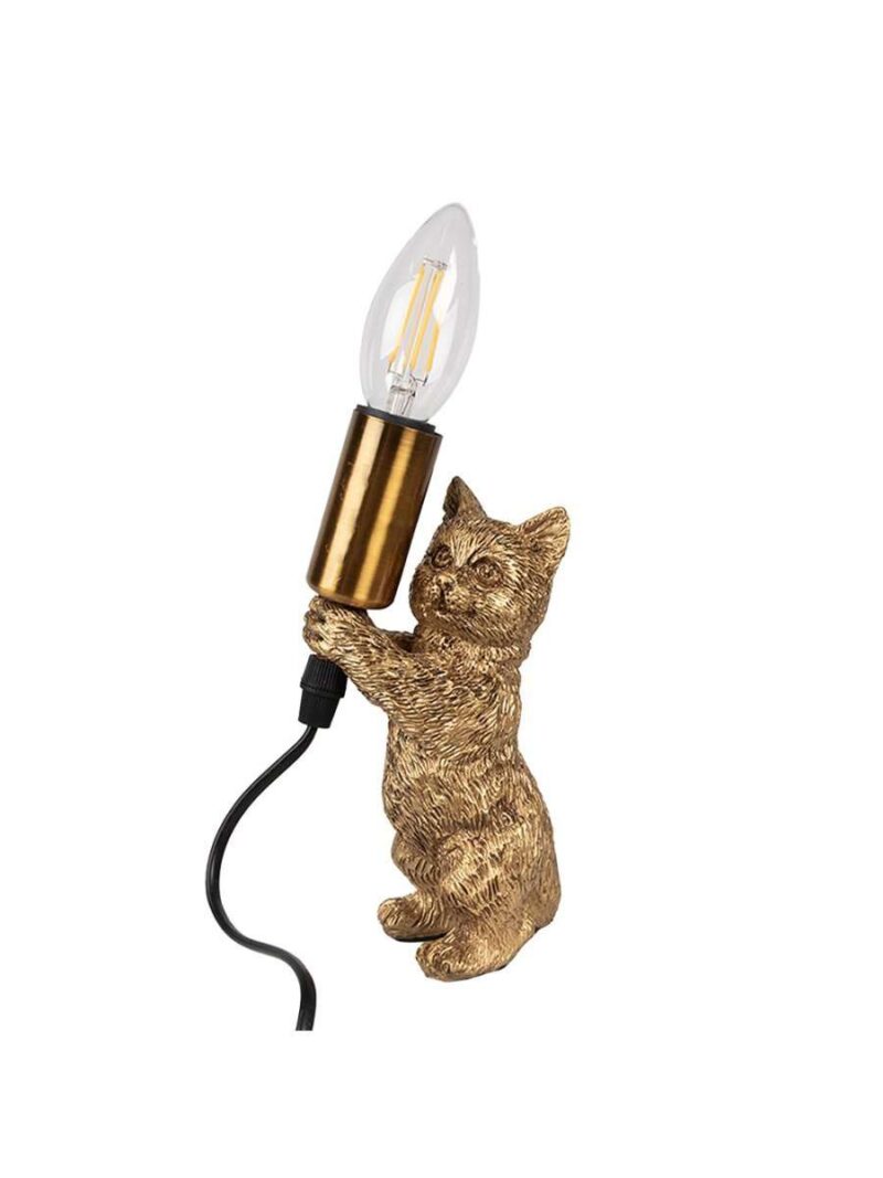Lampada Da Tavolo Gatto Oro - 9X9X18 Cm