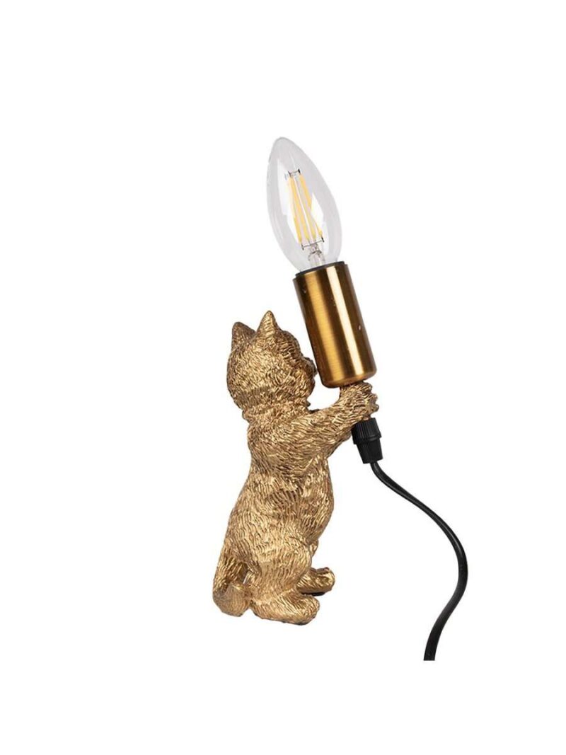 Lampada Da Tavolo Gatto Oro - 9X9X18 Cm